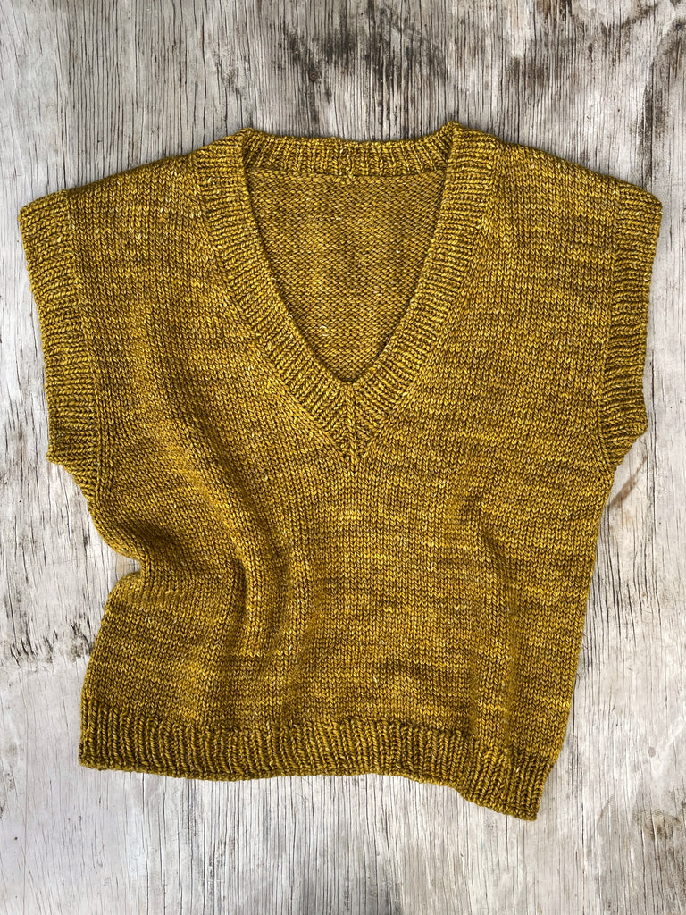 hand dyed merino wool linen hand knit vest